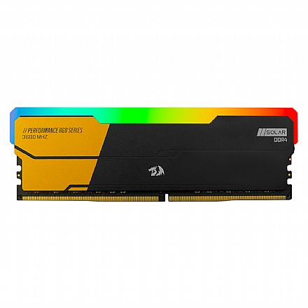 Memória para Desktop - Memória 16GB DDR4 3600MHz Redragon Solar - RGB - CL18 - GM-806