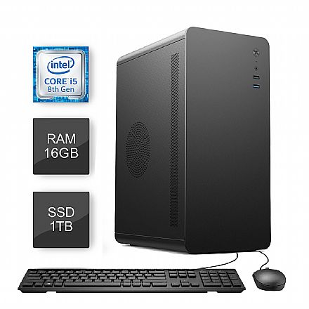 Computador - Computador Bits WorkHard - Intel i5 8500T, 16GB, SSD 1TB, Kit Teclado e Mouse, Freedos