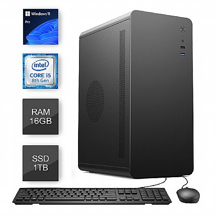 Computador - Computador Bits WorkHard - Intel i5 8500T, 16GB, SSD 1TB, Kit Teclado e Mouse, Windows 11 Pro, Office 365, Antivirus - 2 Anos de garantia