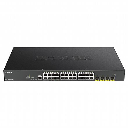 Rede Switch - Switch 28 Portas D-Link DGS-1250-28XMP - Gerenciável - 24 Portas Gigabit PoE - 4 Portas SFP+ 10G