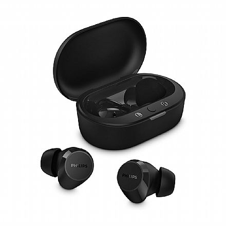 Fone de Ouvido - Fone de Ouvido Bluetooth Earbud Philips TWS TAT1209BK/00 - com Microfone - com Case Carregador - Preto