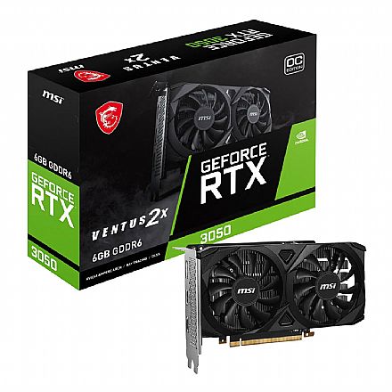 Placa de Vídeo - GeForce RTX 3050 6GB GDDR6 96bits - MSI Ventus 2X OC - 912-V812-016