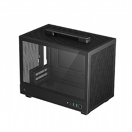 Gabinete - Gabinete DeepCool CH160 - Lateral em Vidro Temperado - Mini ITX - Alça para transporte - Preto - CH160-BKNGI0-G-1