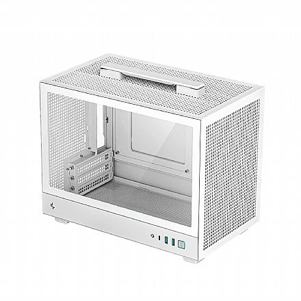 Gabinete - Gabinete DeepCool CH160 - Lateral em Vidro Temperado - Mini ITX - Alça para transporte - Branco - CH160-WHNGI0-G-1