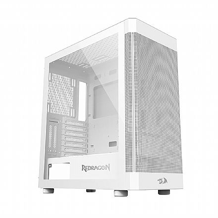 Gabinete - Gabinete Gamer Redragon Aeroglass Lunar White - Lateral em Vidro Temperado - USB 3.0 - Branco - CA-602W