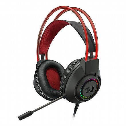 Fone de Ouvido - Headset Gamer Redragon Scream - com Microfone - Iluminação RGB - Conector P2 e USB para Energia - Preto - H231RGB