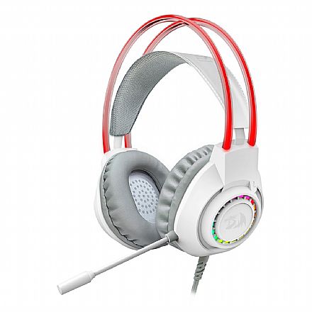 Fone de Ouvido - Headset Gamer Redragon Scream Lunar White - com Microfone - Iluminação RGB - Conector P2 e USB para Energia - Branco - H231W-RGB