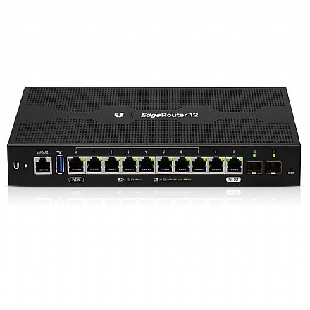 Roteador, Repetidor & Acess Point - Roteador Ubiquiti EdgeRouter - 10 portas Gigabit - 2 portas SFP - 24V PoE Passivo - ER-12