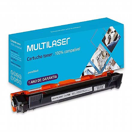 Toner - Toner Compatível Brother TN1060 - Preto - Multilaser CT106 - Para Bother HL-1110, HL-1112, DCP 1512, MFC-1815