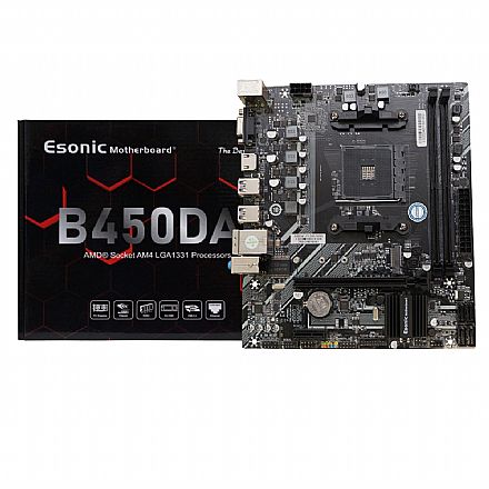 Placa Mãe para AMD - Placa Mãe eSONIC B450DA1 (LGA 1331 - DDR4 3200) - Chipset AMD B450 - USB 3.2 - Slot M.2 - Micro ATX