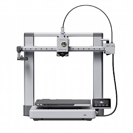 Impressora 3D - Impressora 3D Bambu Lab A1 - FDM - Impressão multicolorida 500mm/s - Extrusão 300°C - Volume de Construção 256 x 256 x 256 mm - Display Touch e Entrada SD - Calibração Automática - PF002-A