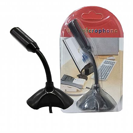 Acessorios de som - Microfone De Mesa - Conector USB - Tripé Ajustável - Preto - M-306