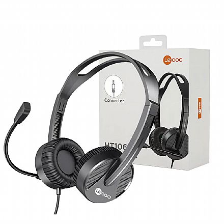 Fone de Ouvido - Headset Lecoo HT106 - Controle de Volume - Microfone - USB - Cabo 150cm - Preto