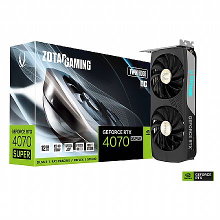 Placa de Vídeo - GeForce RTX 4070 Super 12GB GDDR6X 192bits - Zotac Twin Edge OC - ZT-D40720H-10M