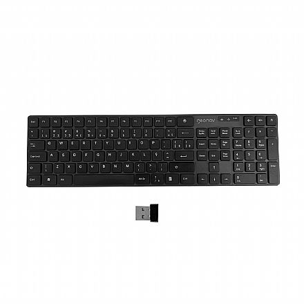 Teclado - Teclado sem Fio Geonav OFTCW01 - ABNT2 - Receptor USB 2.4GHz - Preto