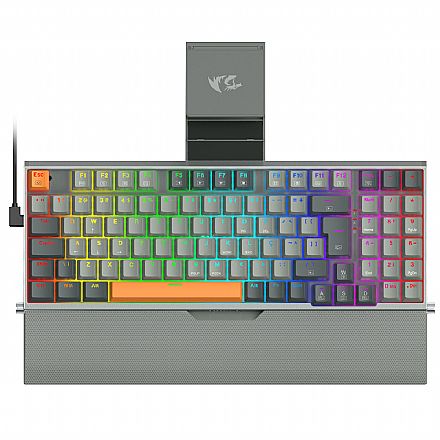 Teclado - Teclado Mecânico Gamer Redragon Olaf - ABNT2 - RGB - Compacto - Switch Dust-Proof Brown - Suporte para Celular - K648GG-RGB