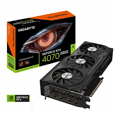 Placa de Vídeo - GeForce RTX 4070 Super 12GB GDDR6X 192bits - Gigabyte WindForce OC - GV-407SWF3OC-12GDD