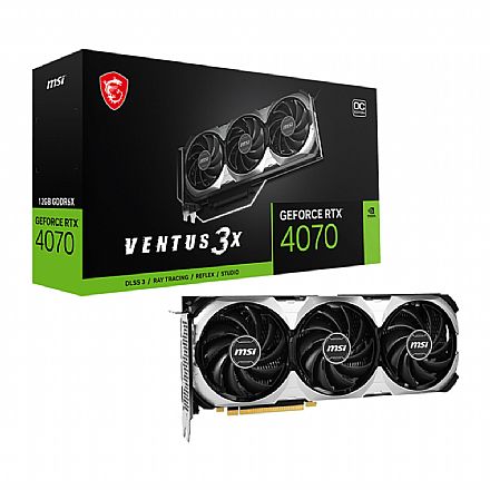 Placa de Vídeo - GeForce RTX 4070 12GB GDDR6 192bits - MSI - Ventus 3X E1 OC Edition - 912-V512-027