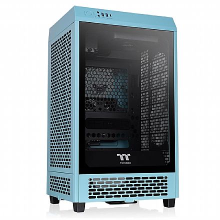 Gabinete - Gabinete Thermaltake The Tower 200 Turquoise Edition - Vidro Temperado - 2 x Fan 140mm - Mini ITX Tower - CA-1X9-00SBWN-00
