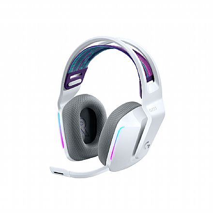 Fone de Ouvido - Headset Gamer sem Fio Logitech G733 - 7.1 Dolby Sorround - G HUB - Drivers Pro-G 40mm - RGB - Branco - 981-000882