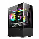 Gabinete Gamer Aquário Bluecase Nuker BG-053BBX - Lateral e Frontal em Vidro Temperado - Micro ATX - USB 3.2 - Preto