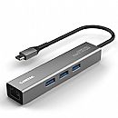 Adaptador USB-C para RJ45 - HUB 3 Portas USB 3.0 - Gigabit - Comtac Aluminium 20139454-R.1 - Cinza