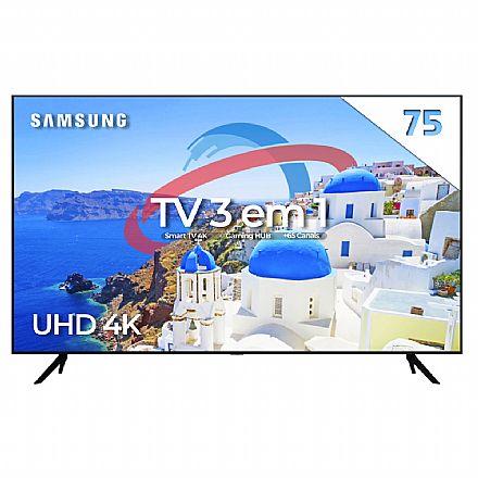 TV 75" Samsung UHD 75CU7700 - Smart TV - 4K Ultra HD - HDR 10+ - Gaming Hub - Wi-Fi e Bluetooth - HDMI / USB