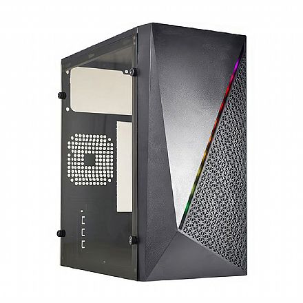 Gabinete Gamer K-Mex Micro CG-15NX - Lateral em Acrílico - LED RGB - Micro ATX - Preto