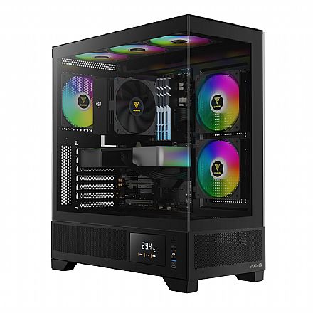 Gabinete Gamer Aquário Gamdias Atlas M1 - Lateral e Frontal em Vidro Temperado - USB-C - USB 3.0 - 3 Coolers ARGB Inclusos - Preto