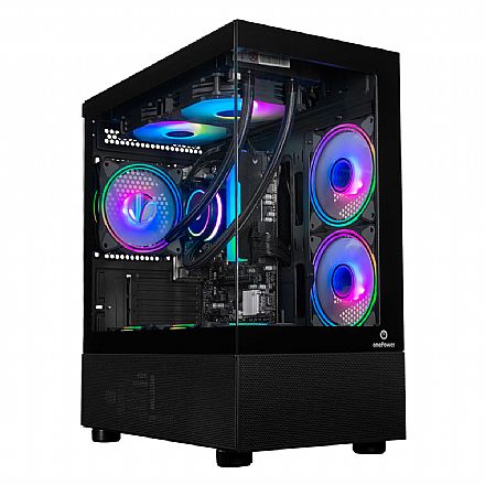 Gabinete Gamer Aquário One Power Crystal - Lateral e Frontal em Vidro Temperado - USB 3.0 - Micro ATX - Preto - CC-202B