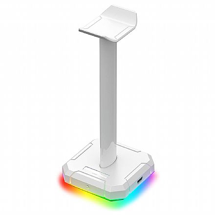 Suporte para Headset Redragon Scepter Pro Lunar White - RGB - USB - Branco - HA300-W