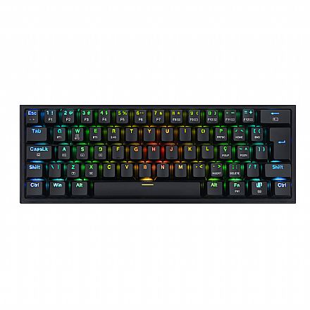 Teclado Mecânico Gamer sem fio Redragon Fizz Pro - ABNT2 - Bluetooth ou 2.4GHz - RGB - Switch Azul - K616-RGB-B-BLUE