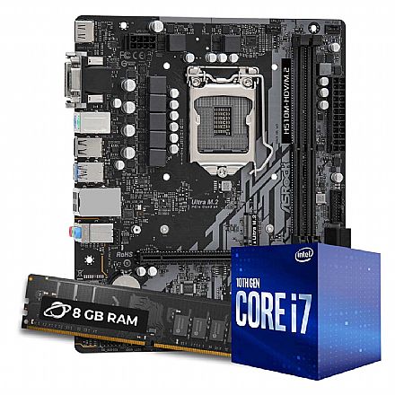 Kit Upgrade Processador Intel® Core™ i7 10700F + Placa Mãe Asrock H510-HDV M.2 + Memória 8GB DDR4