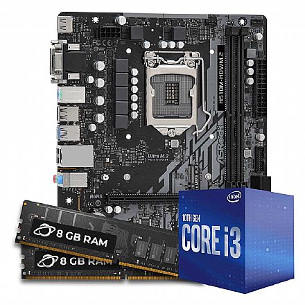 Kit Upgrade Processador Intel® Core™ i3 10105F + Placa Mãe Asrock H510-HDV M.2 + Memória 16GB DDR4