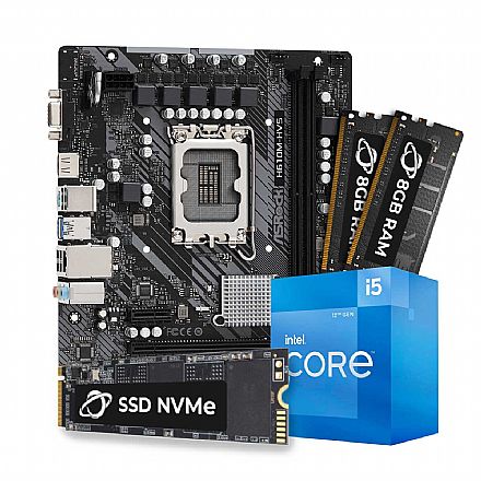 Kit Upgrade Processador Intel® Core™ i5 12400F + Placa Mãe Asrock H610M-HVS  + Memória 16GB DDR4 + 1TB SSD