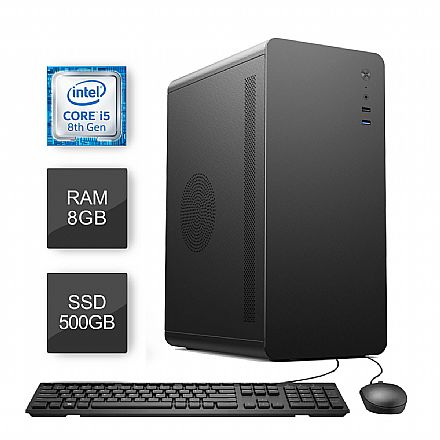 Computador Bits WorkHard - Intel i5 8500T, 8GB, SSD 500GB, Kit Teclado e Mouse, Freedos