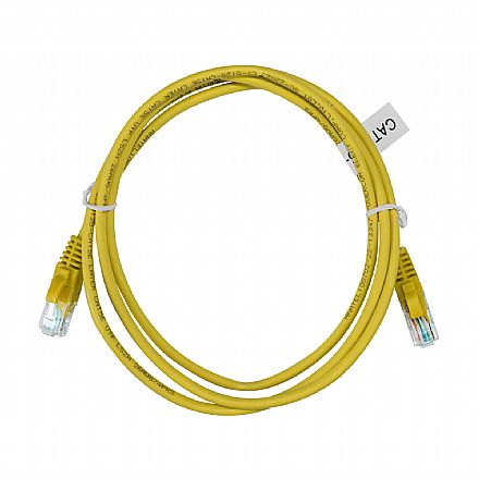 Cabo de Rede UTP (Patch Cord) RJ45 Cat 5e - 1.5 metros - Certificação Anatel - Amarelo - Seclan CY-5128-CAT5E-1.5M-YL