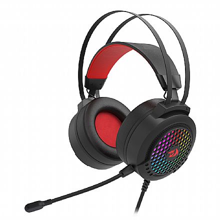 Headset Gamer Redragon Carmen - com Microfone - Iluminação RGB - Conector P2 e USB para Energia - Preto - H261