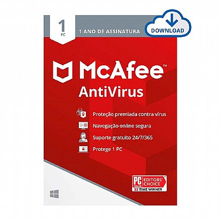 McAfee Antivírus Windows - Licença de 1 ano - 1 Dispositivo - ESD - Versão Download