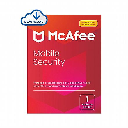 McAfee Antivírus Mobile Security - Licença de 1 ano - Android ou IOS - ESD - Versão Download