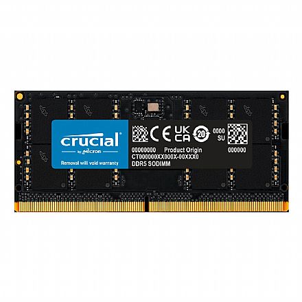 Memória SODIMM 32GB DDR5 5600MHz Crucial - para Notebook - CT32G52C42S5