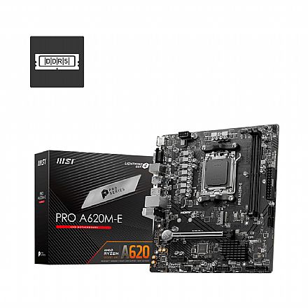 MSI PRO A620M-E (AM5 - DDR5 6800+ OC) - Chipset AMD A620 - Slot M.2 - HDMI/VGA - Micro ATX