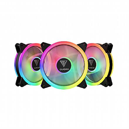 Kit 3 Coolers 120mm Gamdias Aeolus - RGB - M2-1203 LITE